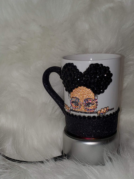 Afro Bling Coffee Mug| Beaded Mug, Lady Mug, Coffee Cup, Black Woman Cups ,3D decorated coffee mug,personalized